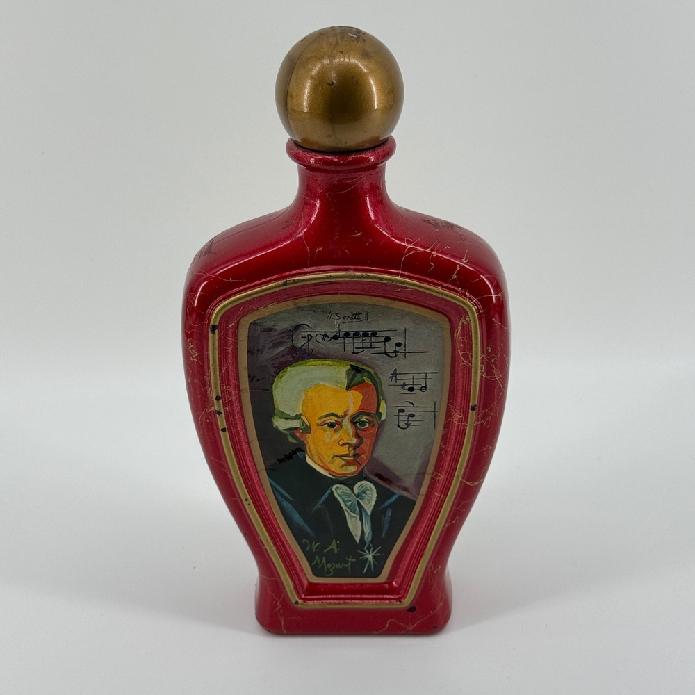 Mozart Decorative Ceramic Bottle Red Gold Classical Music Art